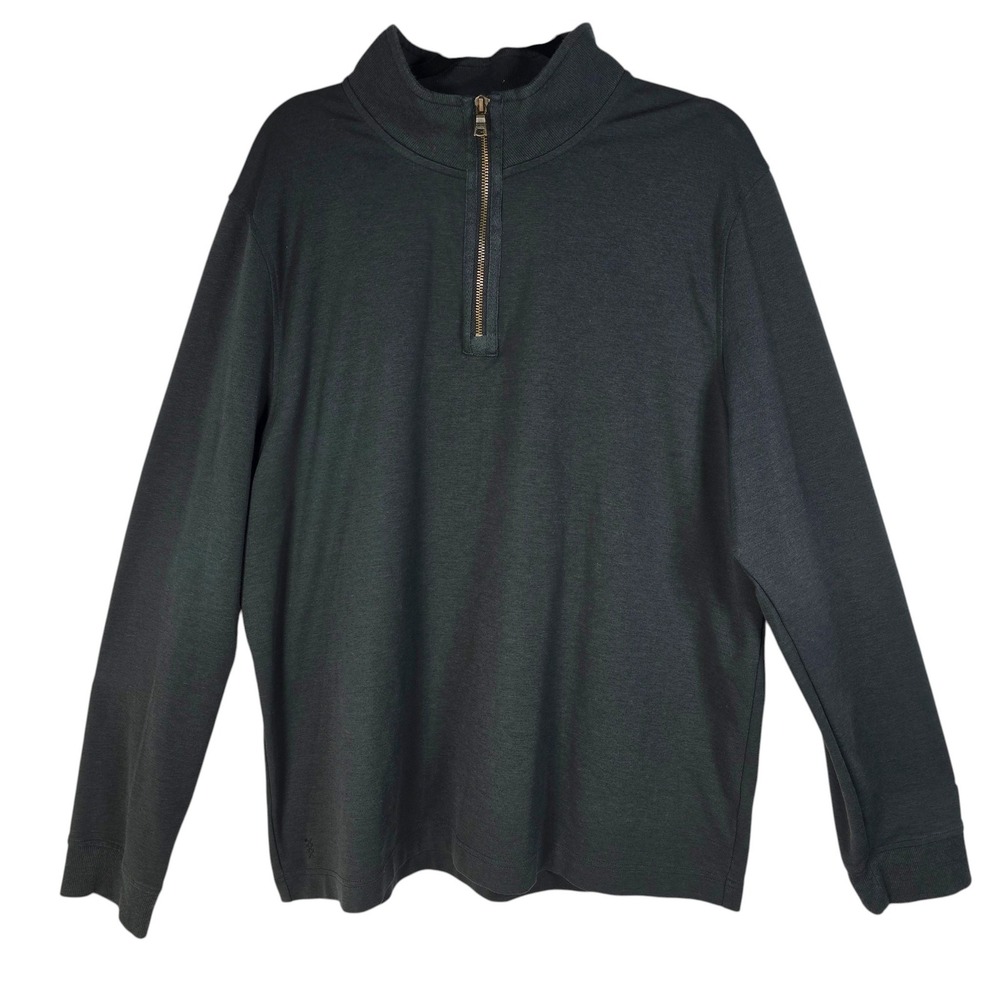 Rhone Mens Sweater XXL Charcoal Gray Quarter Zip Pima Cotton Cashmere Silk Blend